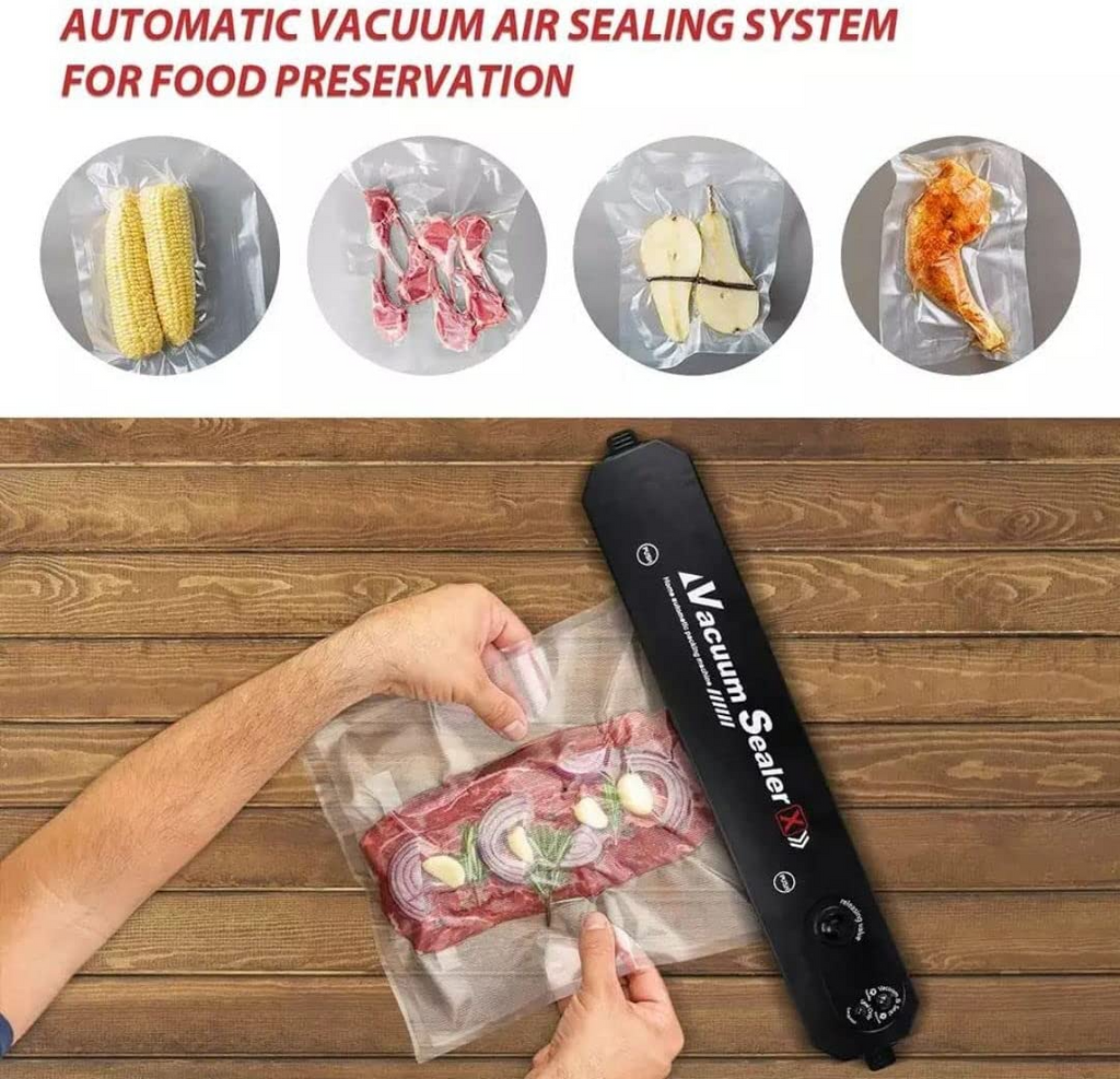 Máquina Selladora de Bolsas al vacío Automática + 6 tapas silicona