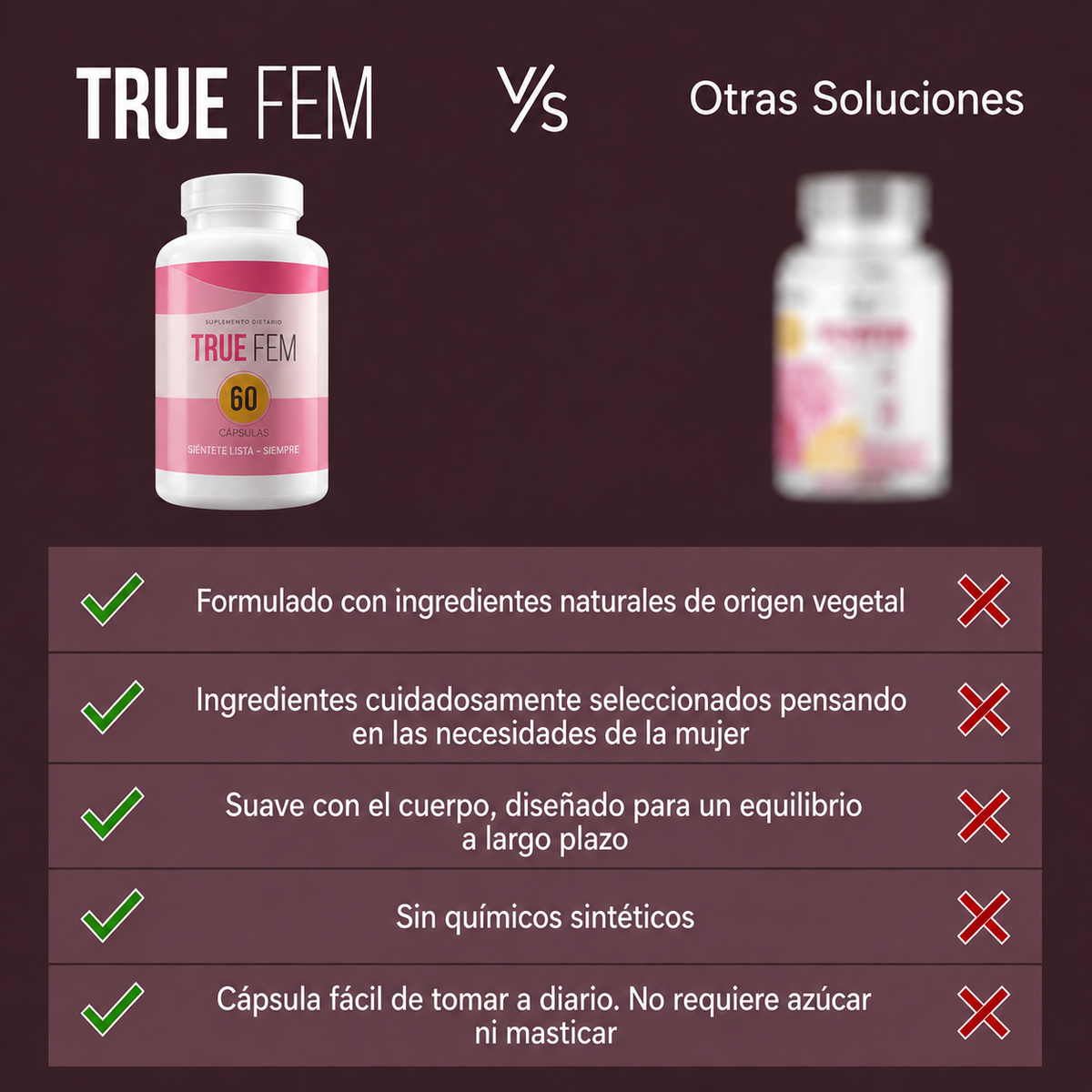 Suplemento True Fem Balance Mujer 60 cap