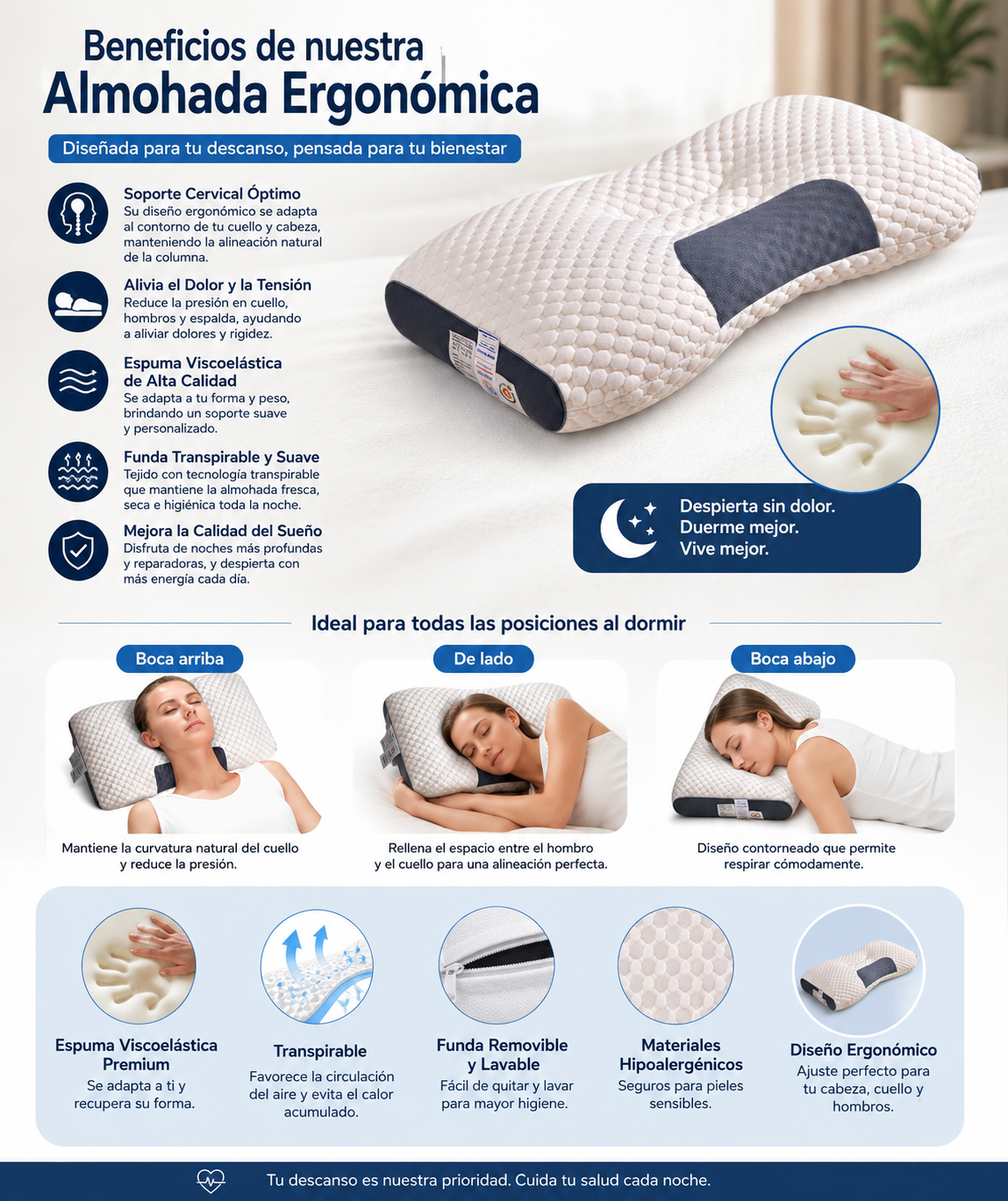 Almohada cervical para el cuello