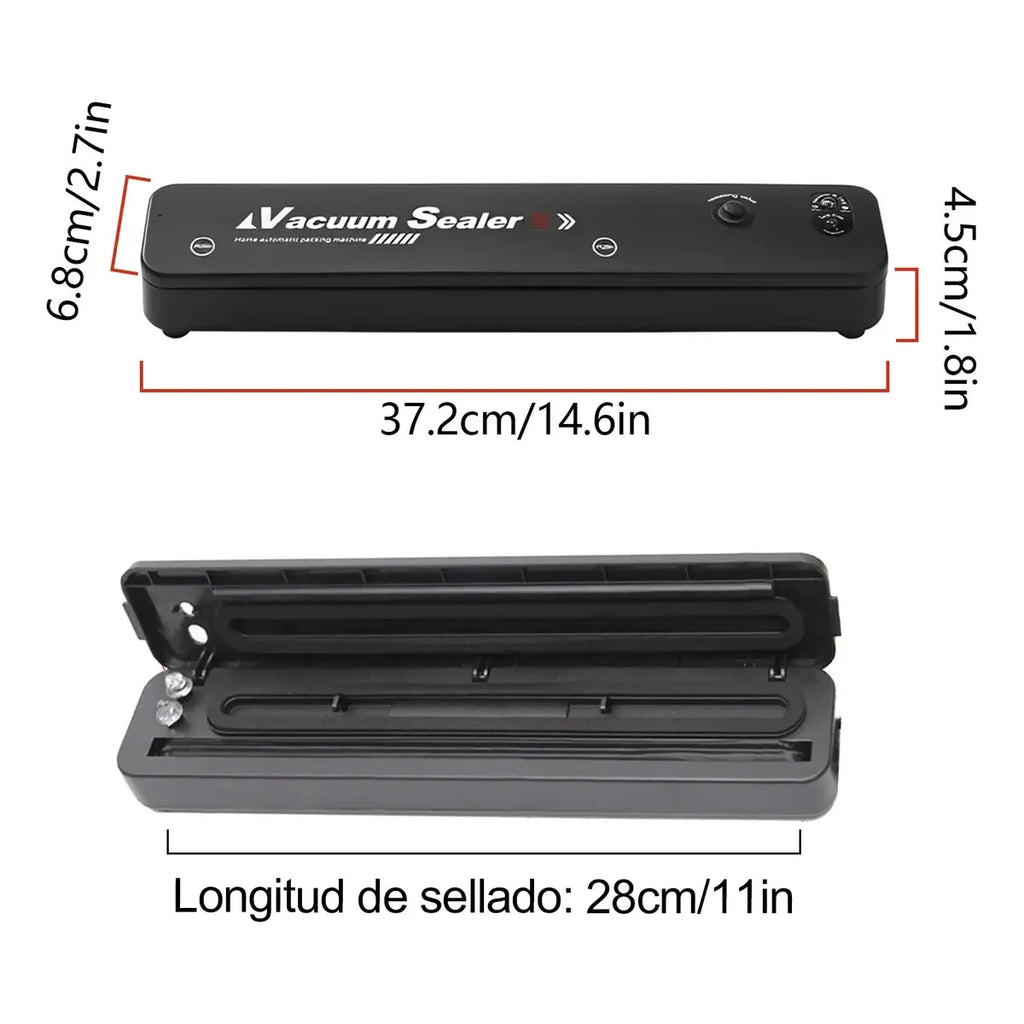 Máquina Selladora de Bolsas al vacío Automática + 6 tapas silicona