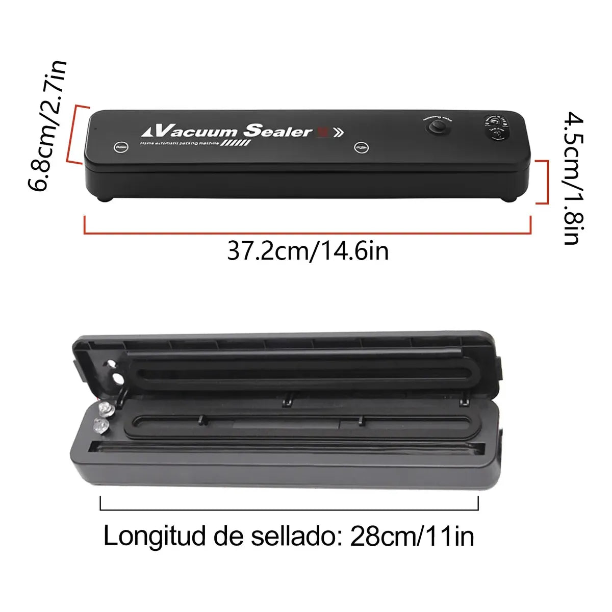 Máquina Selladora de Bolsas al vacío Automática + 6 tapas silicona