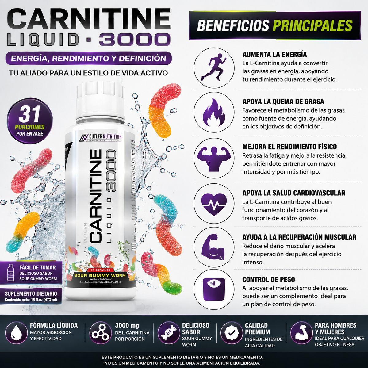 Suplemento Carnitina Liquida 3000